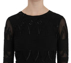 John Richmond Black Silk Sequined Mini Shift Gown - Zeiniez