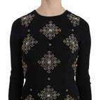 John Richmond Black Crystal Stretch Mini Shift Dress - Zeiniez