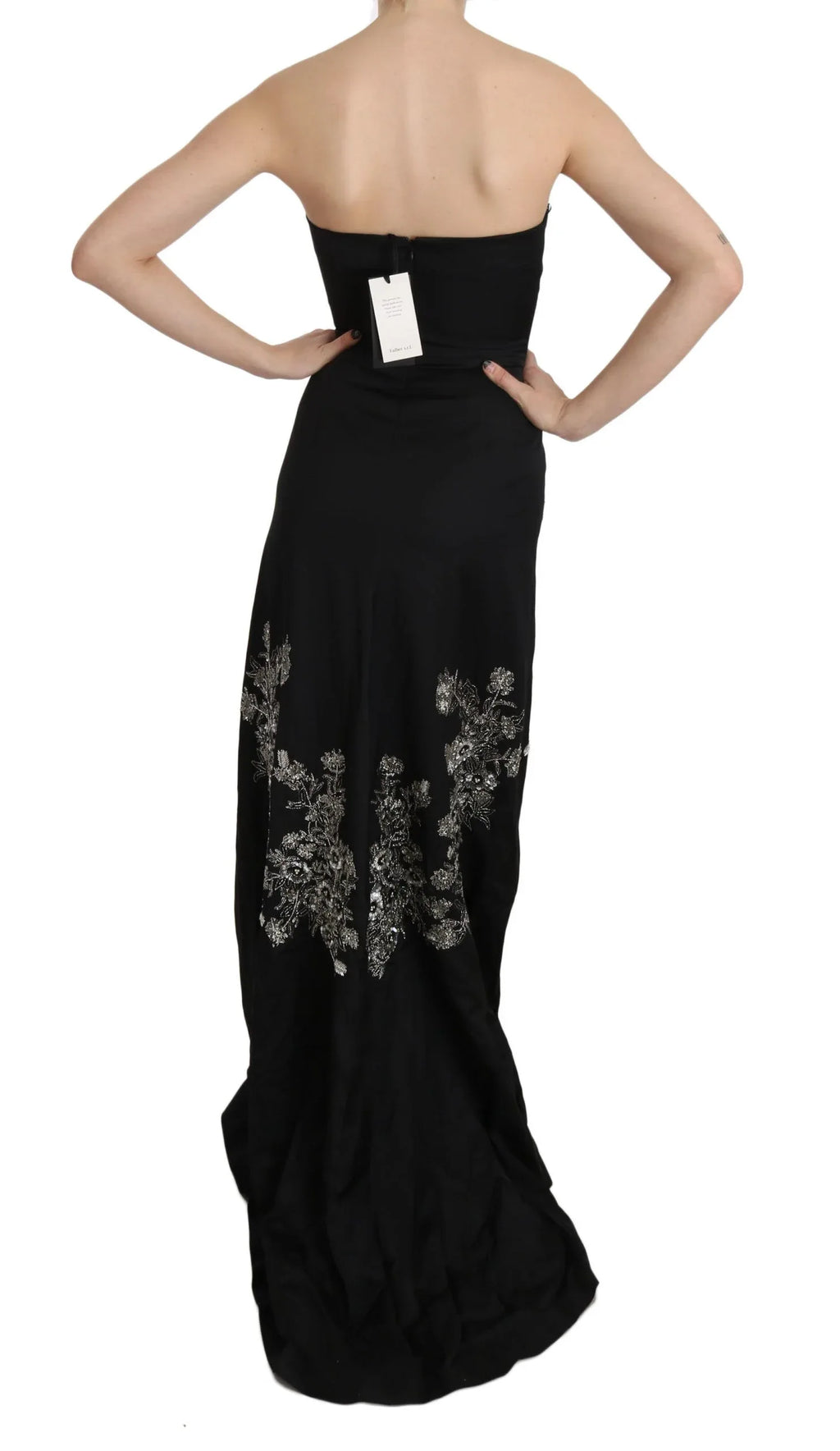 John Richmond Black Sequined Flare Ball Gown Dress - Zeiniez