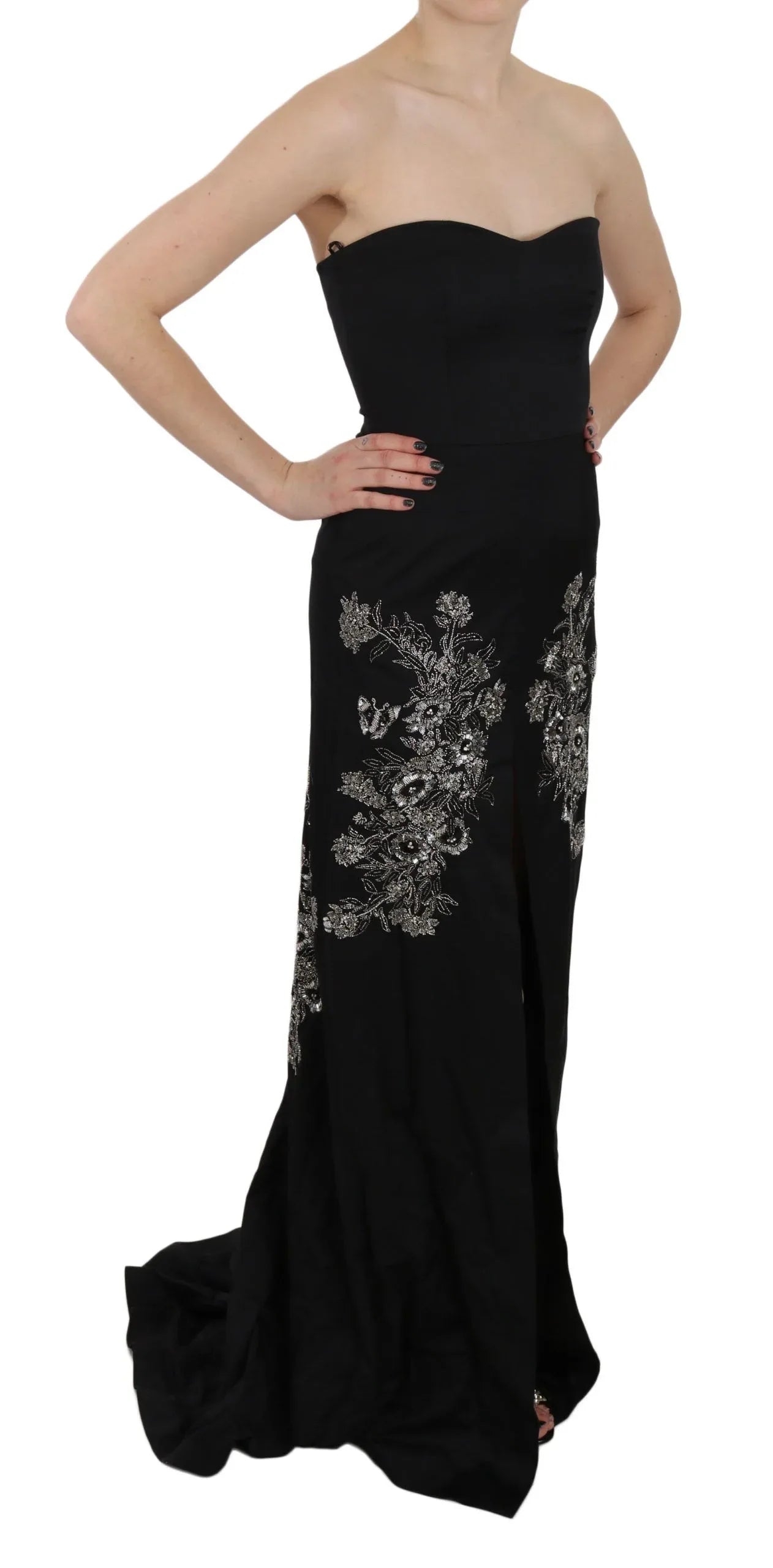John Richmond Black Sequined Flare Ball Gown Dress - Zeiniez
