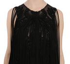 John Richmond Black Silk Beaded Sequined Sheer Dress - Zeiniez