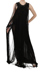 John Richmond Black Silk Beaded Sequined Sheer Dress - Zeiniez
