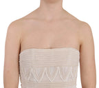 John Richmond Beige Beaded Silk Short Mini Gown Dress - Zeiniez