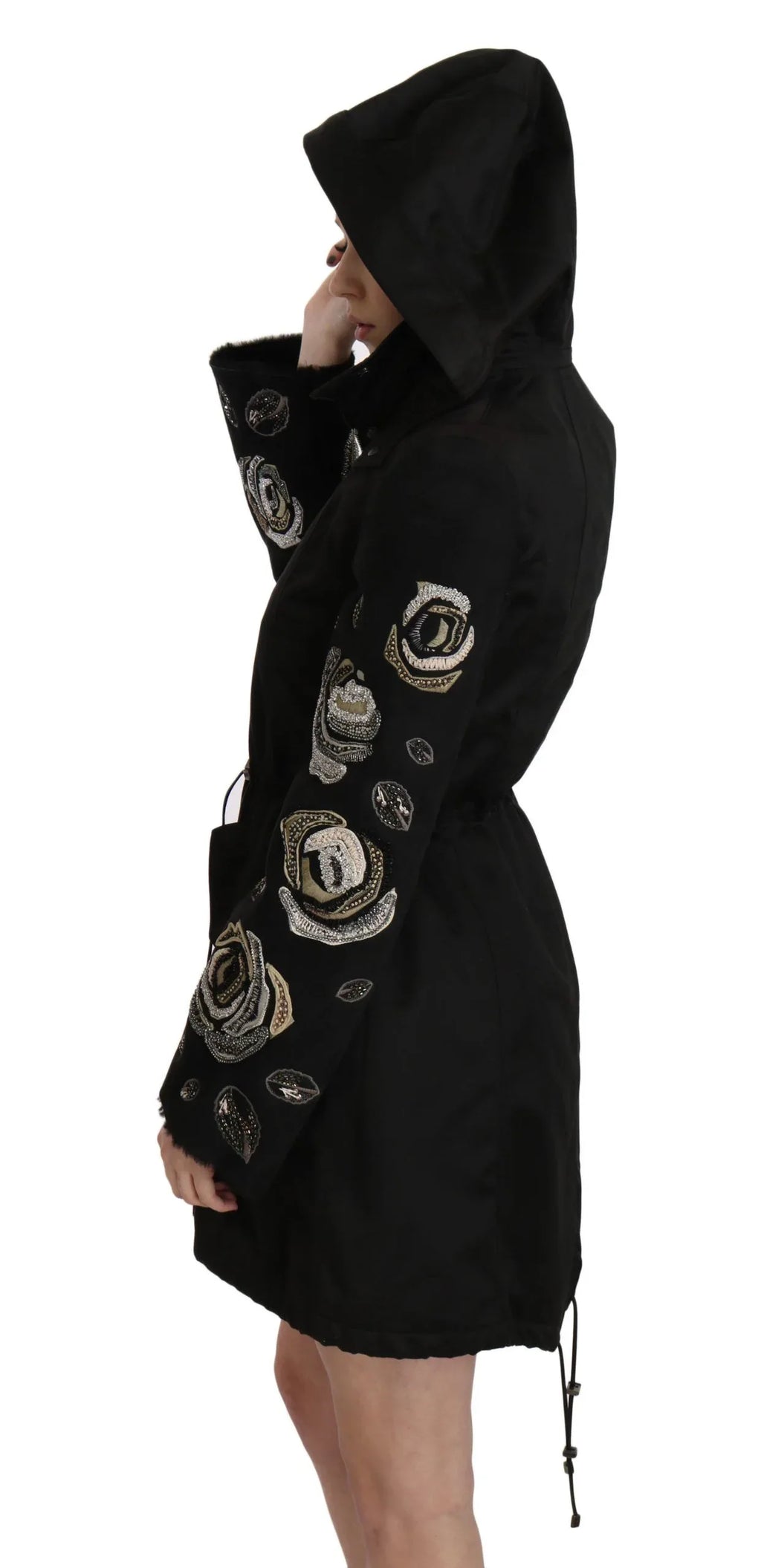 John Richmond Floral Sequined Beaded Hooded Jacket Coat - Zeiniez