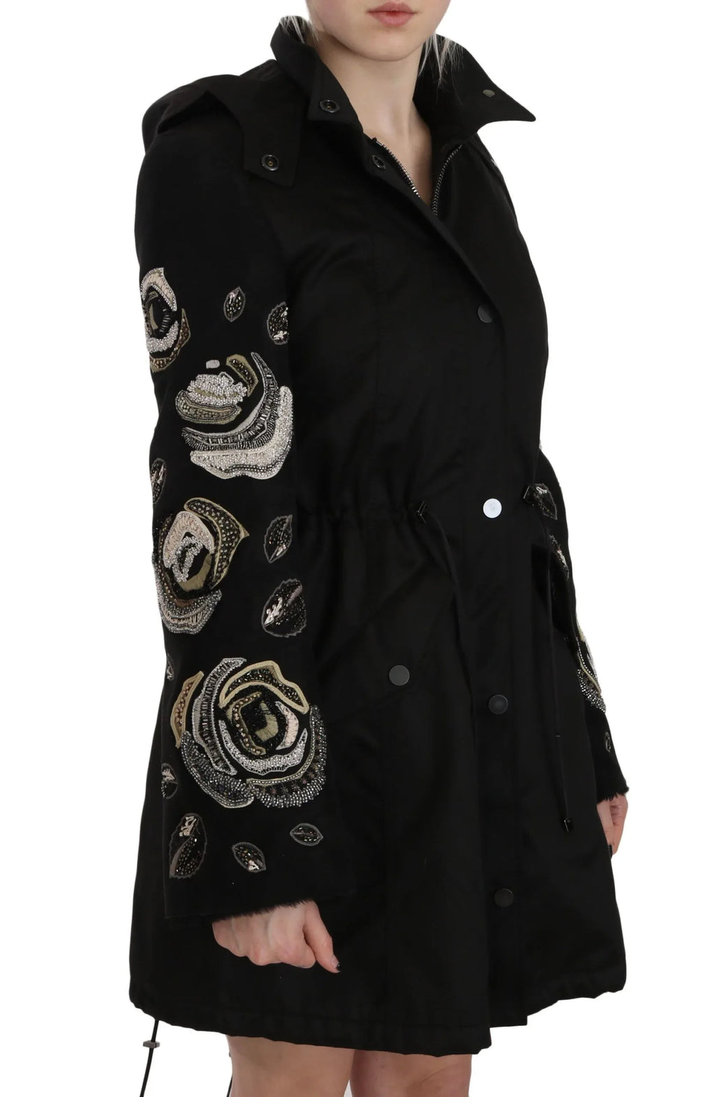 John Richmond Floral Sequined Beaded Hooded Jacket Coat - Zeiniez