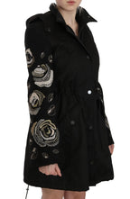 John Richmond Floral Sequined Beaded Hooded Jacket Coat - Zeiniez