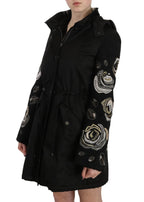 John Richmond Floral Sequined Beaded Hooded Jacket Coat - Zeiniez