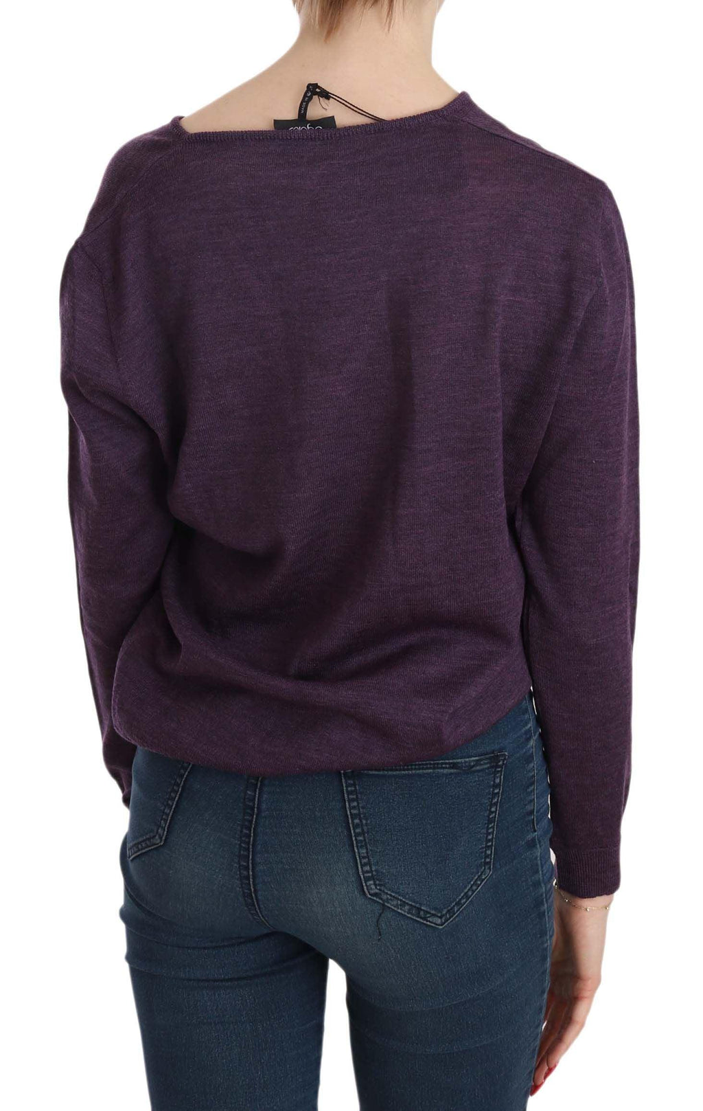 BYBLOS Purple V-neck Long Sleeve Pullover Top - Zeiniez