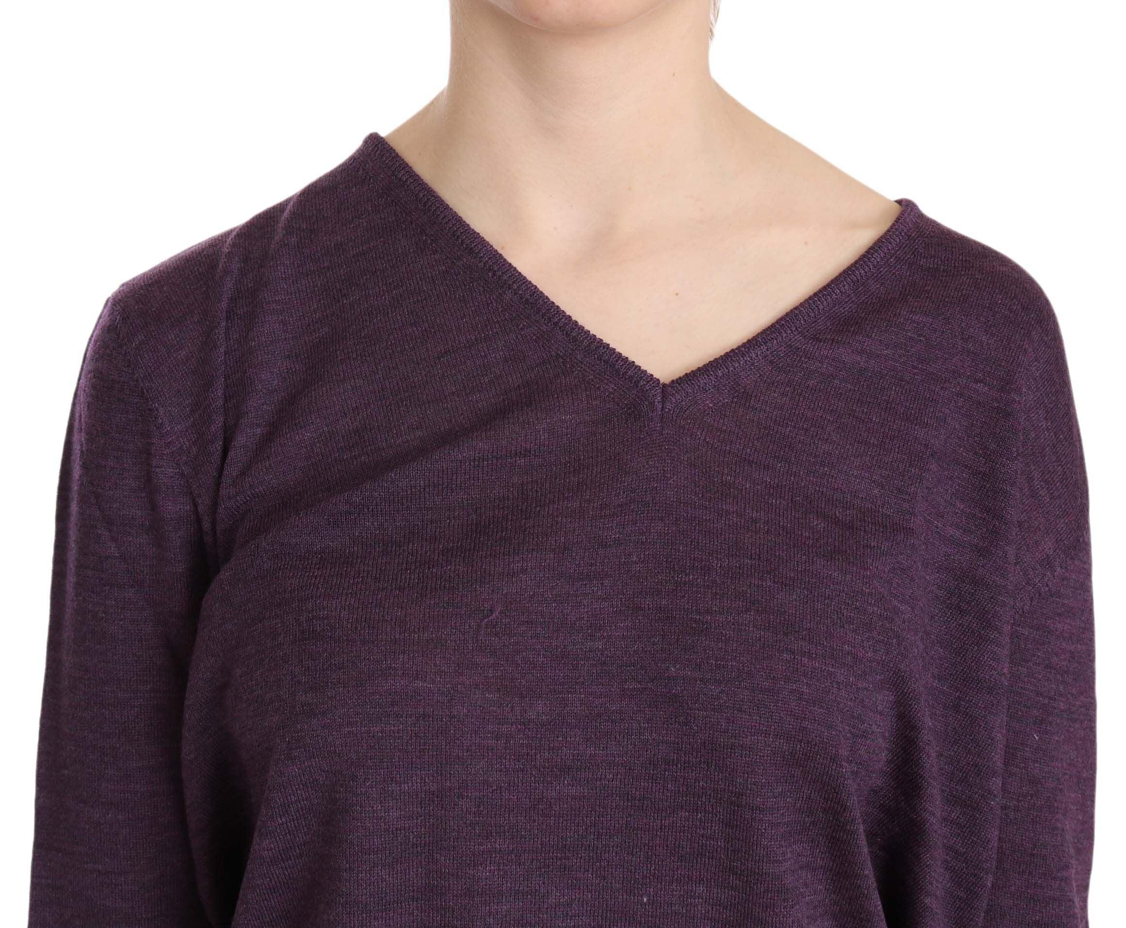 BYBLOS Purple V-neck Long Sleeve Pullover Top - Zeiniez