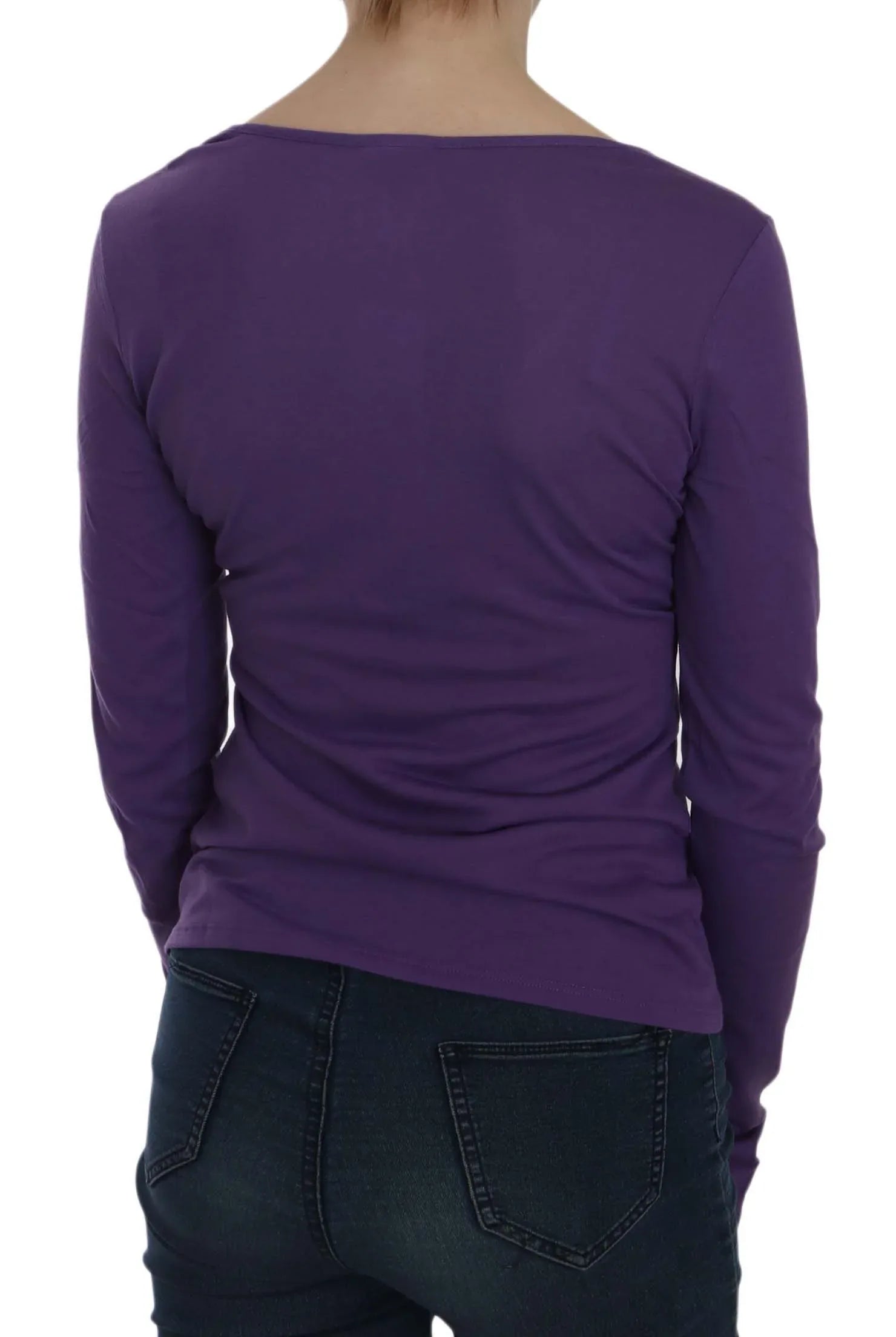 Exte Purple Crystal Embellished Long Sleeve Casual Top - Zeiniez