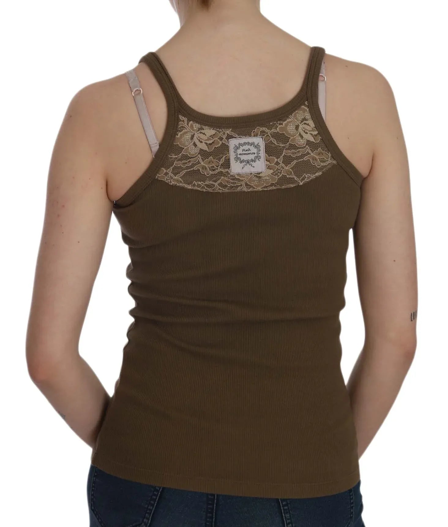 PINK MEMORIES Brown Sleeveless Spaghetti Strap Blouse Top - Zeiniez