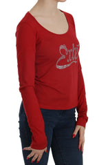 Exte Red Crystal Embellished Long Sleeve Blouse - Zeiniez