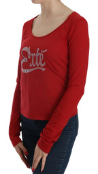 Exte Red Crystal Embellished Long Sleeve Blouse - Zeiniez
