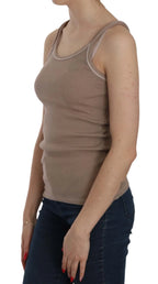 PINK MEMORIES Brown Sleeveless Spaghetti Strap Tank Blouse - Zeiniez