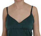 PINK MEMORIES Silk Green Spaghetti Strap Shift Mini Dress - Zeiniez