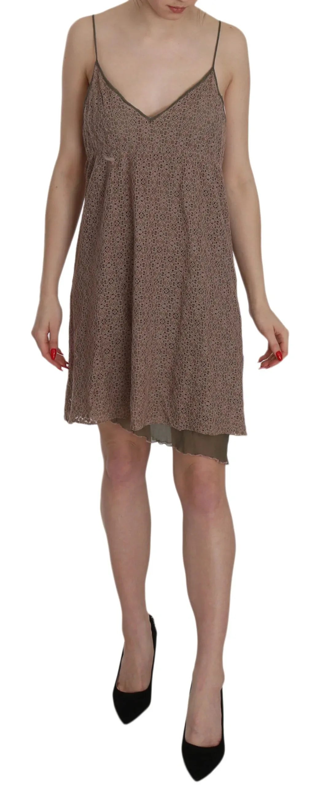 PINK MEMORIES Cotton Green Spaghetti Strap A-line Mini Dress - Zeiniez