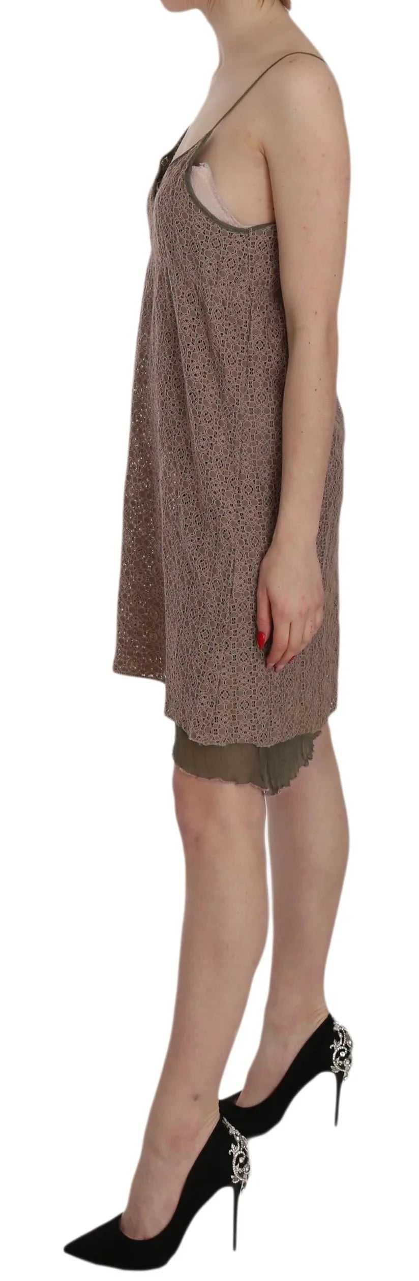 PINK MEMORIES Cotton Green Spaghetti Strap A-line Mini Dress - Zeiniez