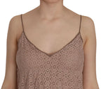 PINK MEMORIES Beige Spaghetti Strap A-line Mini Cotton Dress - Zeiniez