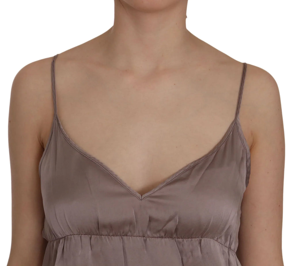 PINK MEMORIES Purple Spaghetti A-line Mini Silk Dress - Zeiniez