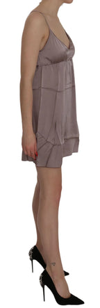 PINK MEMORIES Purple Spaghetti A-line Mini Silk Dress - Zeiniez