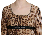 Roberto Cavalli Brown Round Neck Leopard Women Top Blouse - Zeiniez