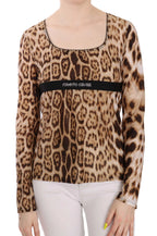 Roberto Cavalli Brown Round Neck Leopard Women Top Blouse - Zeiniez