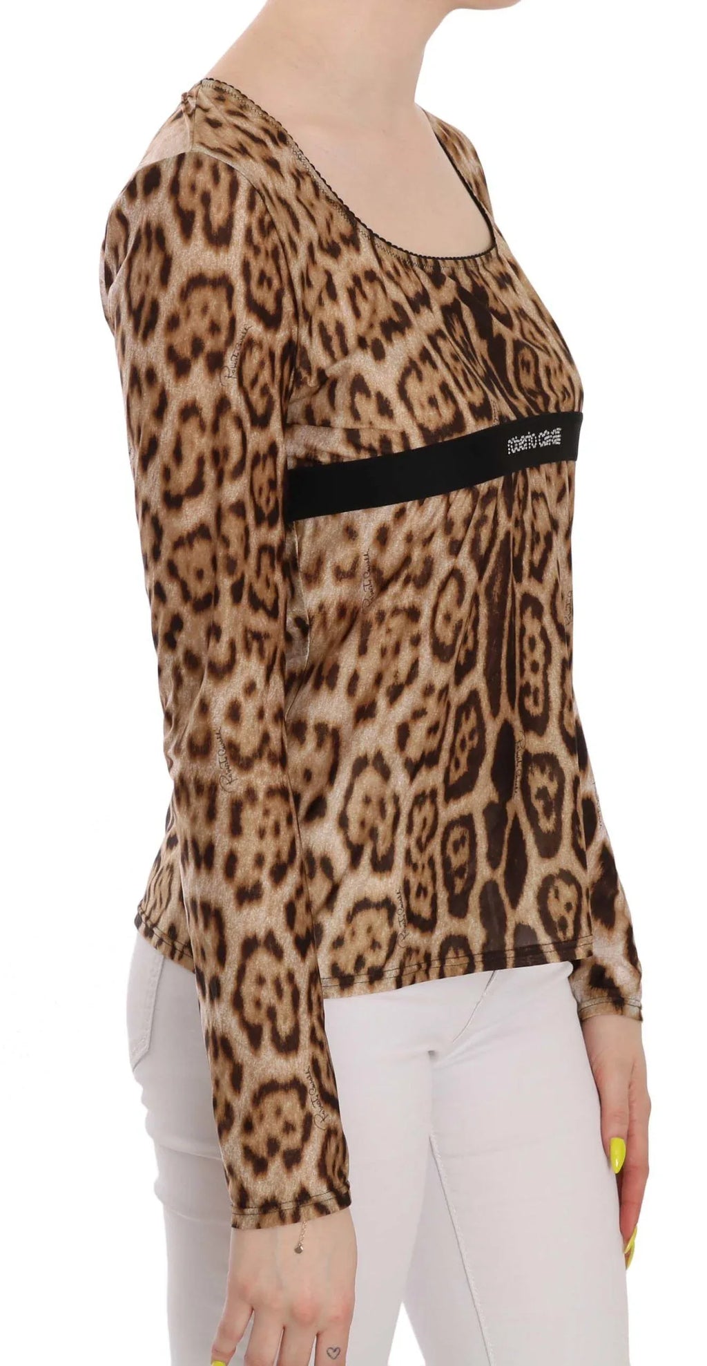 Roberto Cavalli Brown Round Neck Leopard Women Top Blouse - Zeiniez