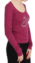 Pink Exte Crystal Embellished Long Sleeve Top - Zeiniez