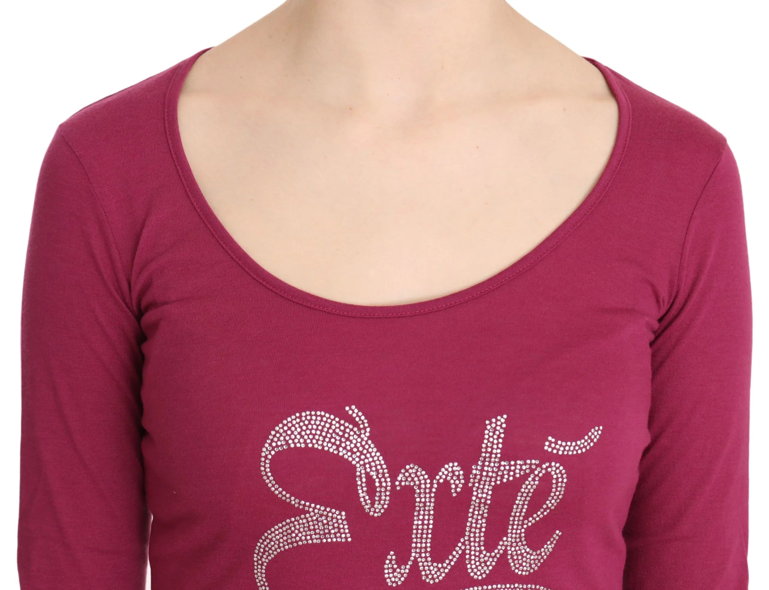 Pink Exte Crystal Embellished Long Sleeve Top - Zeiniez