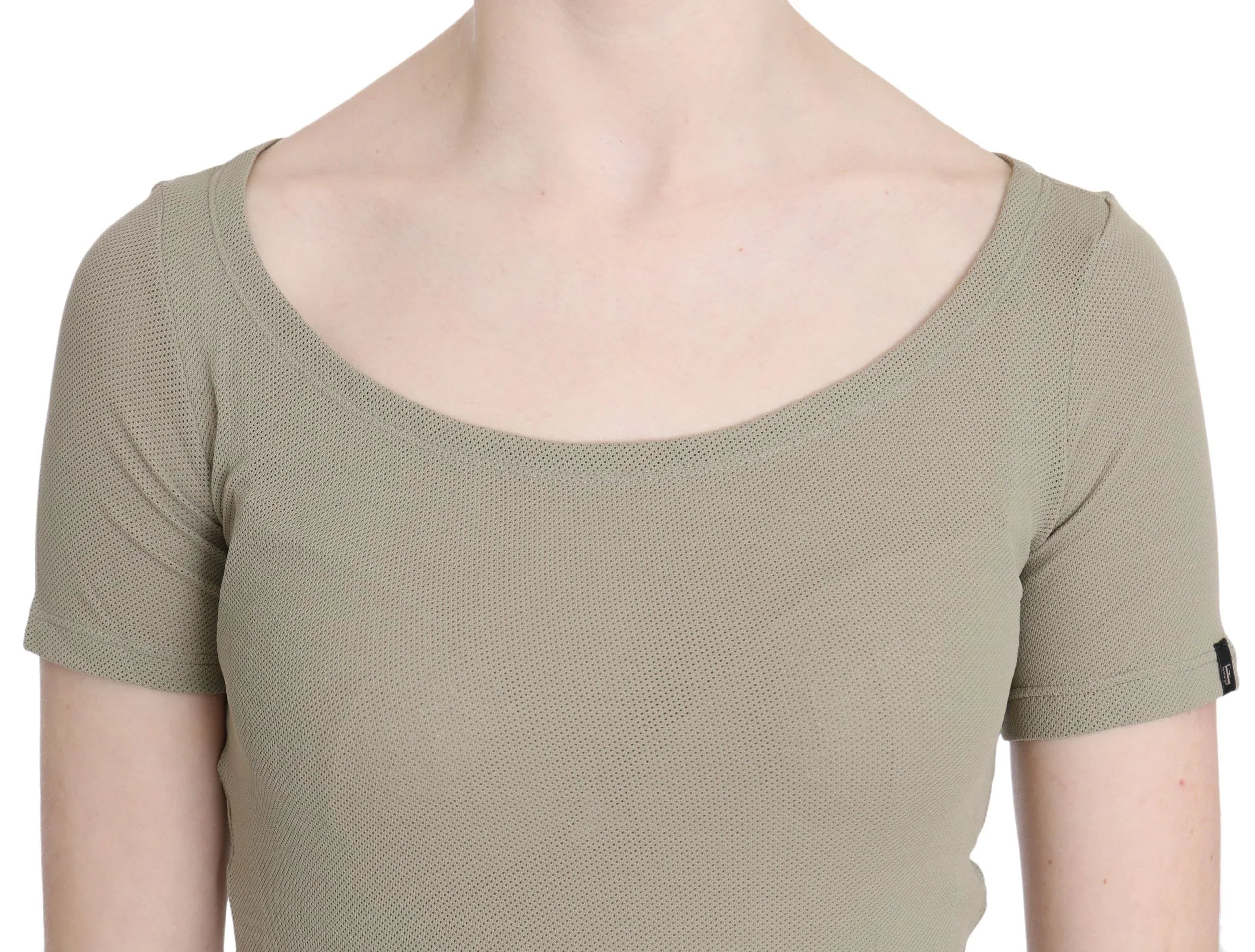 GF Ferre Gray 100% Nylon Short Sleeve Casual Tank Top Blouse - Zeiniez