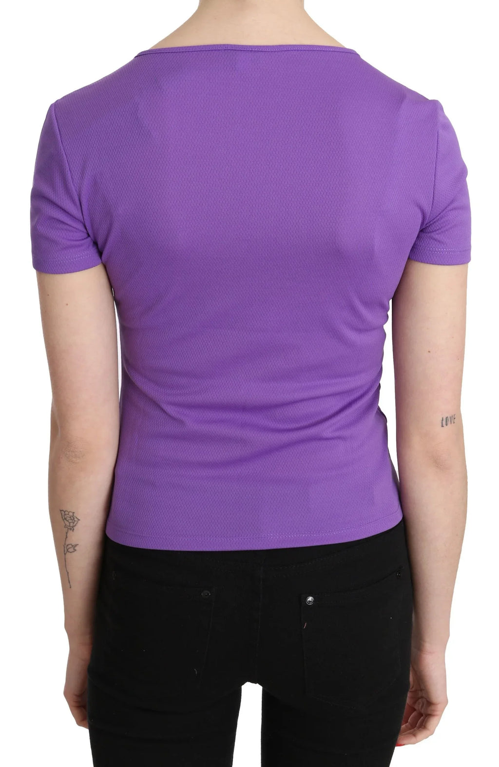 GF Ferre Purple 100% Polyester Short Sleeve Top Blouse - Zeiniez