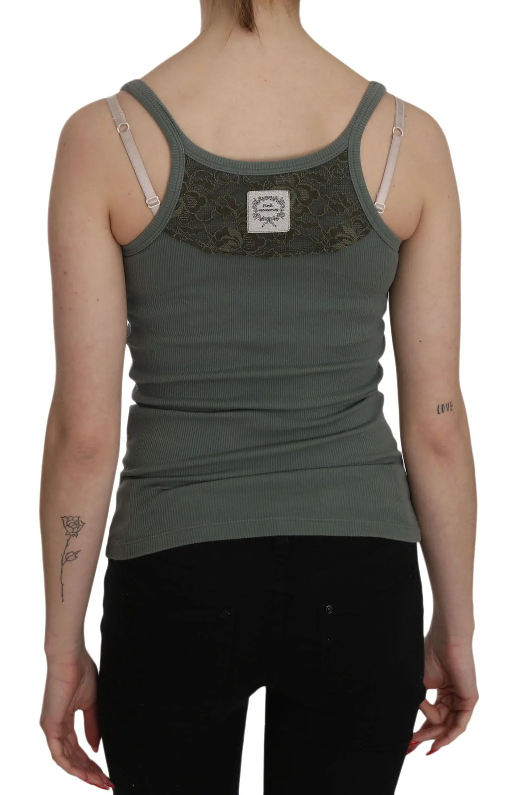 PINK MEMORIES Green Spaghetti Strap Slim Fit Casual Tank Top Blouse - Zeiniez