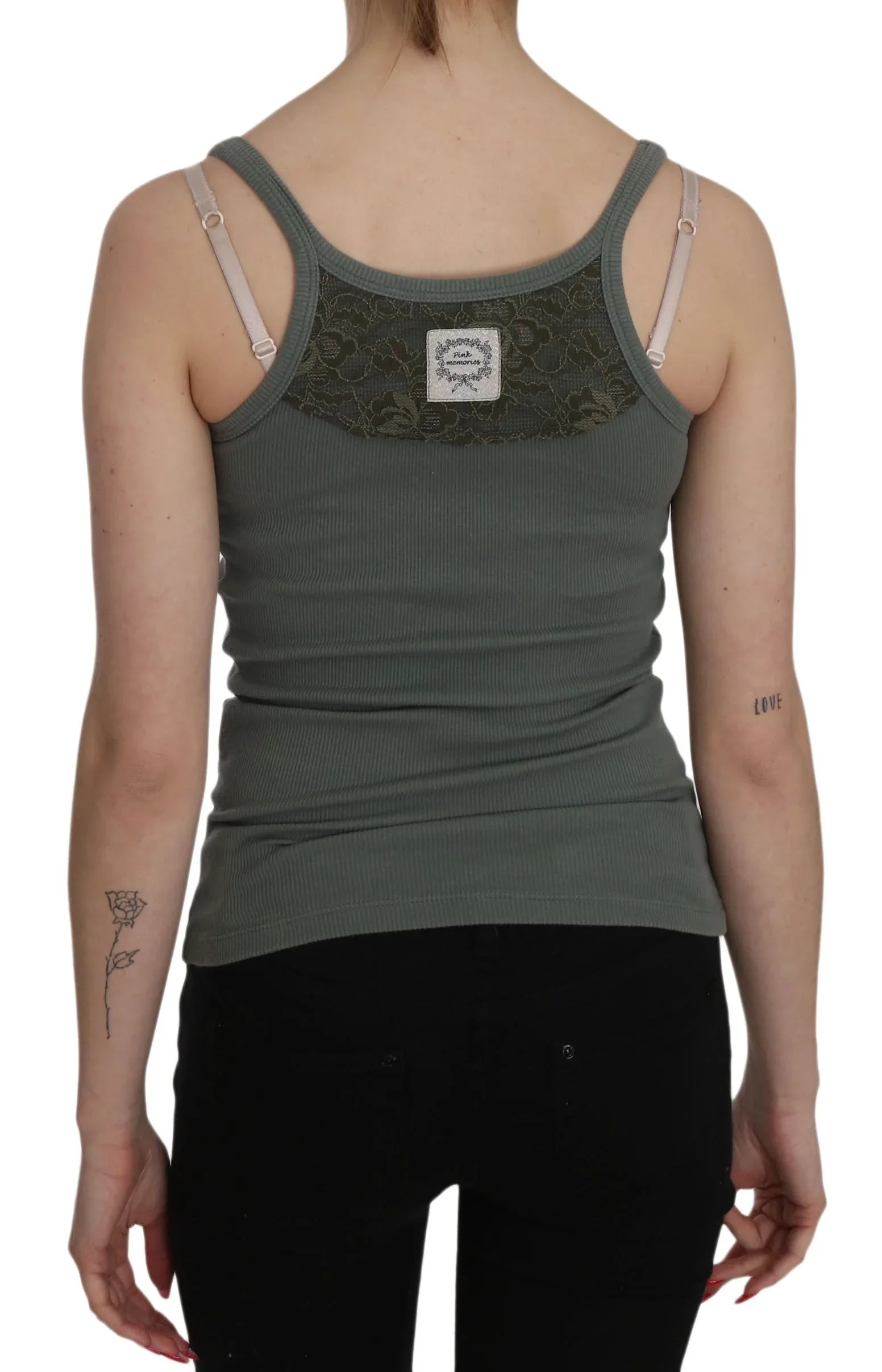PINK MEMORIES Green Spaghetti Strap Slim Fit Casual Tank Top Blouse - Zeiniez
