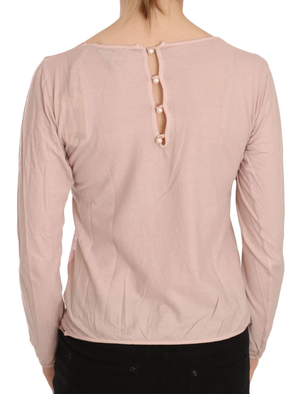 PINK MEMORIES Pink Lace See Through Long Sleeve Top Blouse - Zeiniez