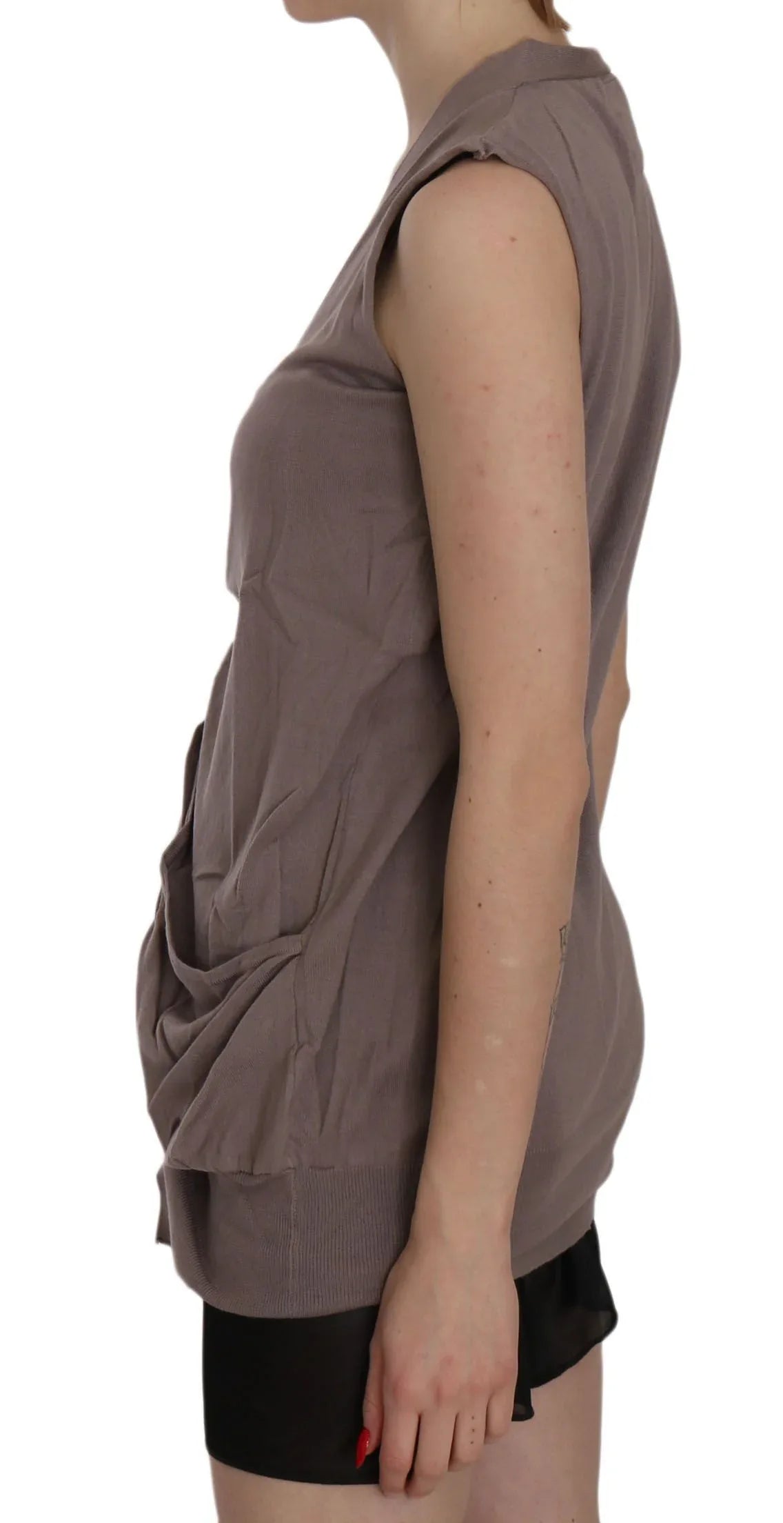 PINK MEMORIES Brown 100% Cotton Sleeveless Cardigan Top Vest - Zeiniez