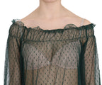 PINK MEMORIES Green Mesh See Through Long Sleeve Top Blouse - Zeiniez
