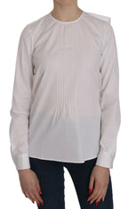 Dsquared² White Crew Neck Long Sleeve Cotton Blouse - Zeiniez
