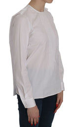 Dsquared² White Crew Neck Long Sleeve Cotton Blouse - Zeiniez