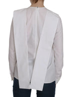 Dsquared² White Crew Neck Long Sleeve Cotton Blouse - Zeiniez