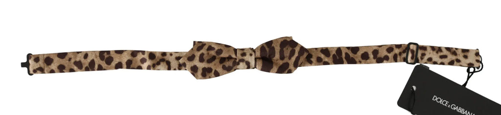 Dolce & Gabbana Brown Leopard Silk Adjustable Neck Papillon Men Bow Tie - Zeiniez