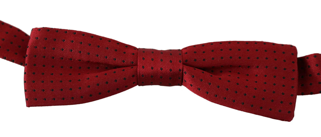 Dolce & Gabbana Red Dotted Silk Adjustable Neck Papillon Bow Tie - Zeiniez