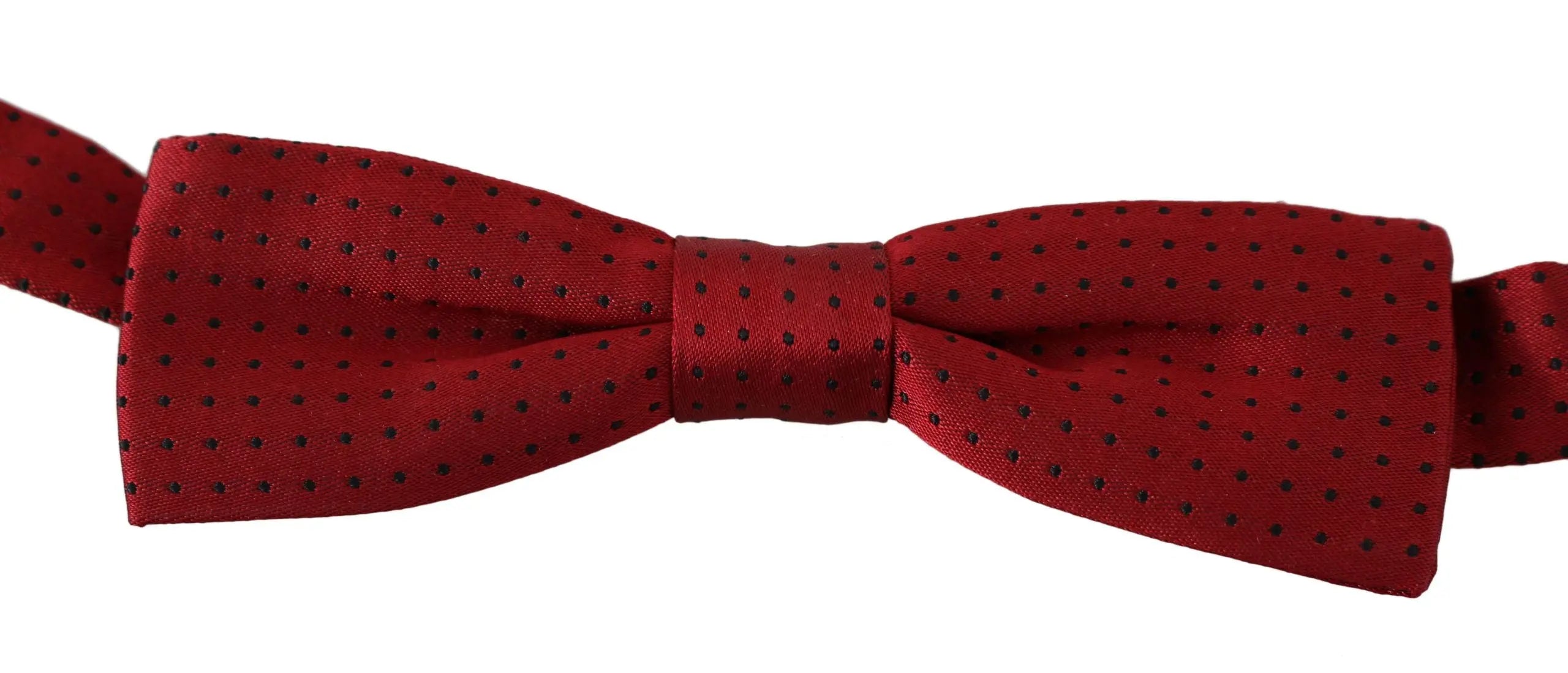 Dolce & Gabbana Red Dotted Silk Adjustable Neck Papillon Bow Tie - Zeiniez