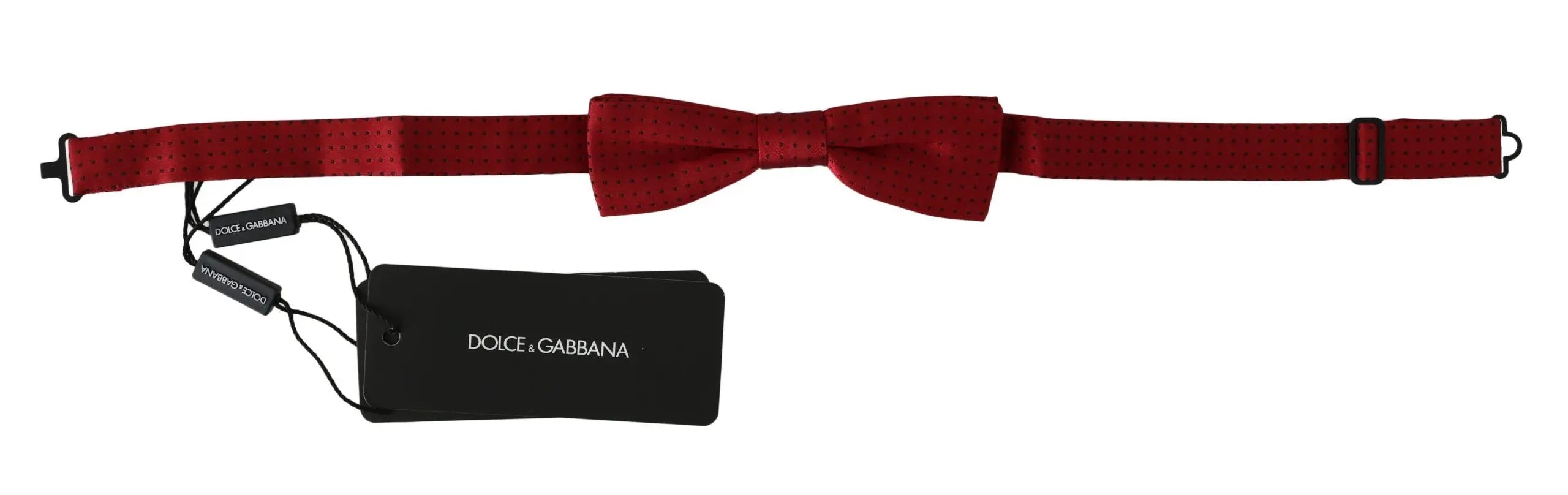 Dolce & Gabbana Red Dotted Silk Adjustable Neck Papillon Bow Tie - Zeiniez