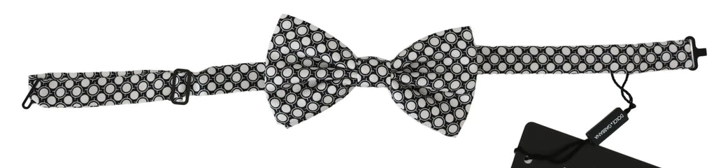 Dolce & Gabbana Men Black White Circles Adjustable Neck Papillon Bow Tie - Zeiniez