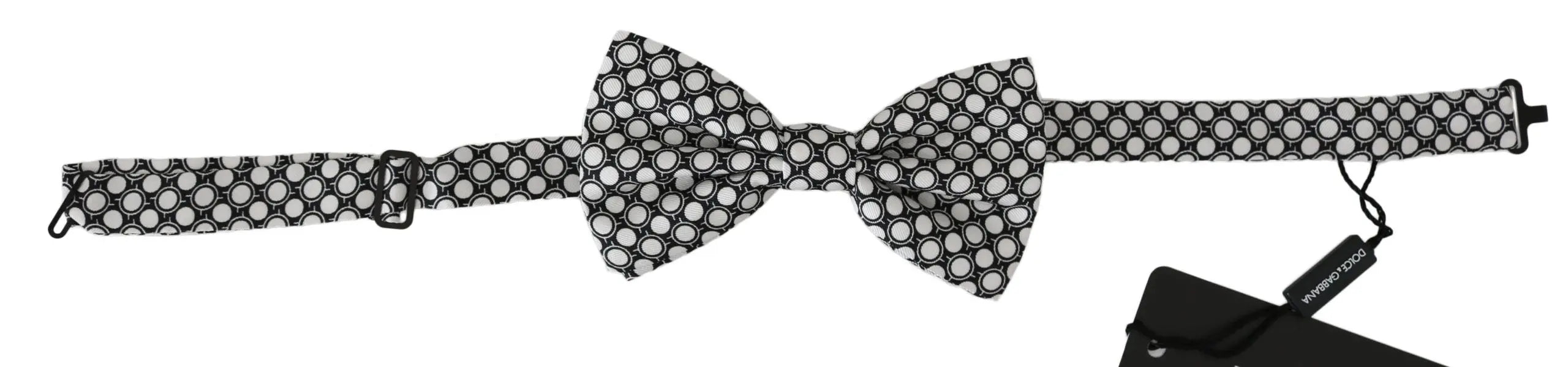 Dolce & Gabbana Men Black White Circles Adjustable Neck Papillon Bow Tie - Zeiniez