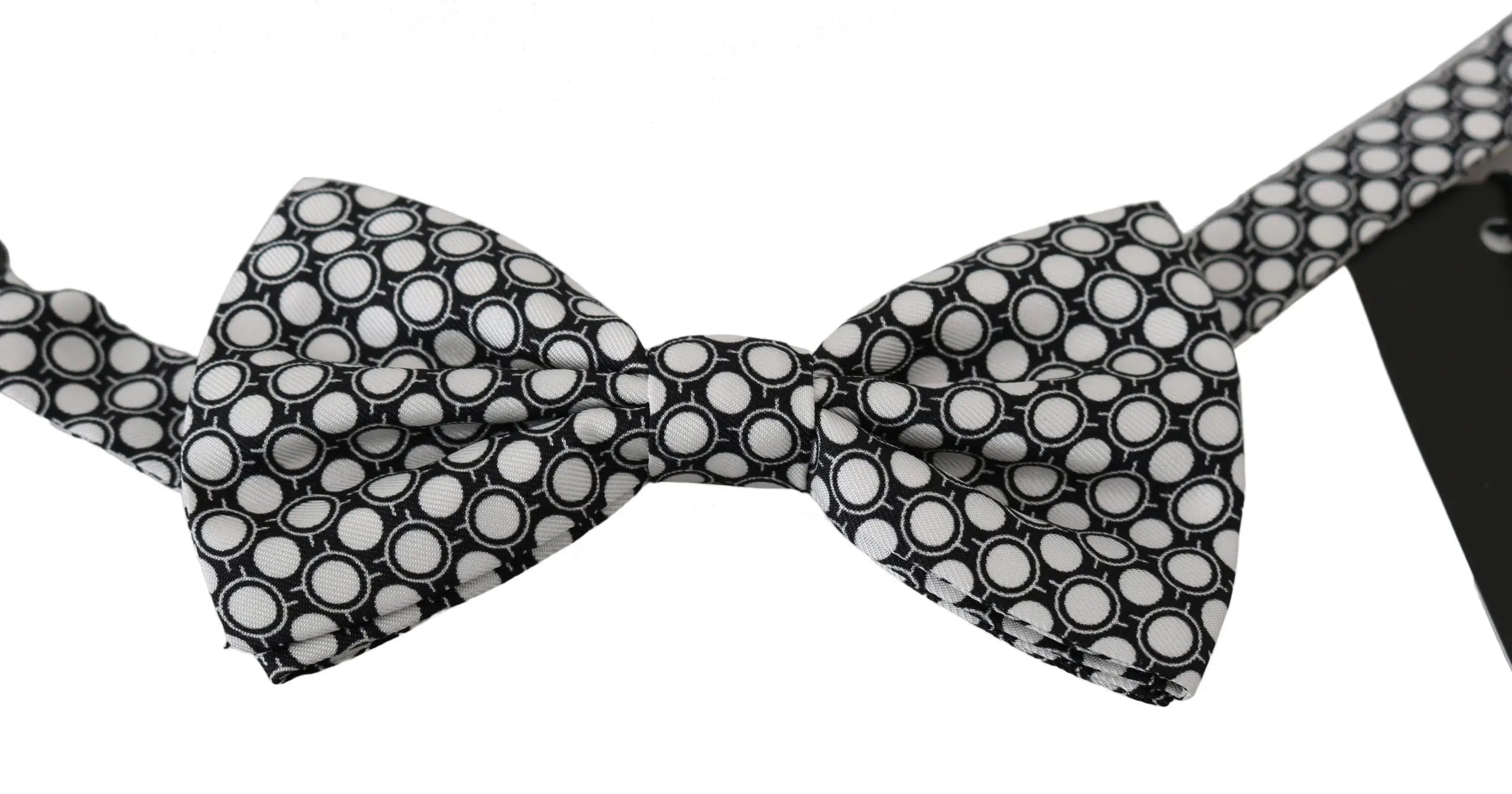 Dolce & Gabbana Men Black White Circles Adjustable Neck Papillon Bow Tie - Zeiniez