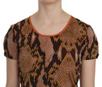 Just Cavalli Snake Skin Print Short Sleeve Top T-shirt - Zeiniez