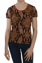 Just Cavalli Snake Skin Print Short Sleeve Top T-shirt - Zeiniez