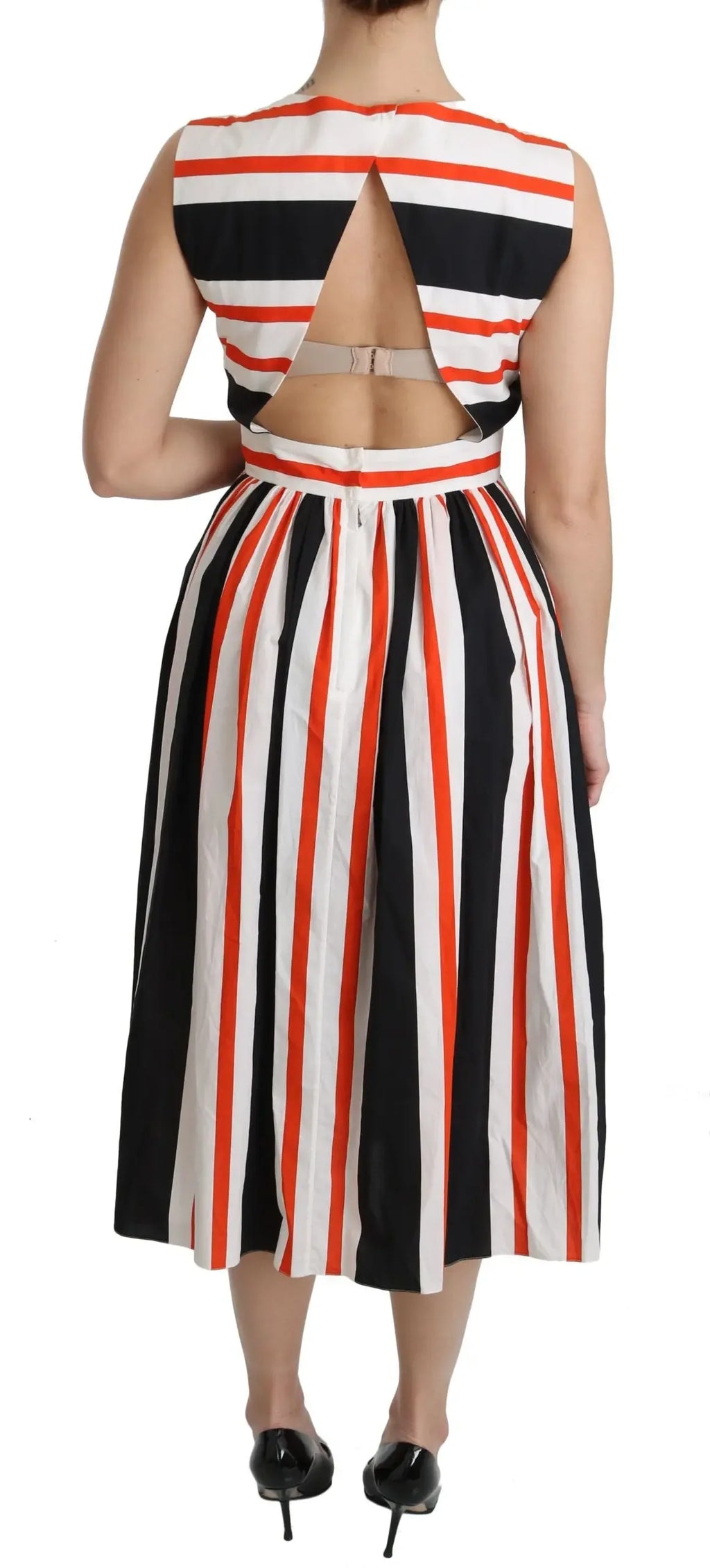 Dolce & Gabbana Multicolor Stripes A-Line Pleated Midi Dress - Zeiniez
