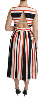 Dolce & Gabbana Multicolor Stripes A-Line Pleated Midi Dress - Zeiniez